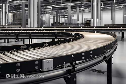工业脉动 自动化设备与工厂产品运输传送带特写摄影